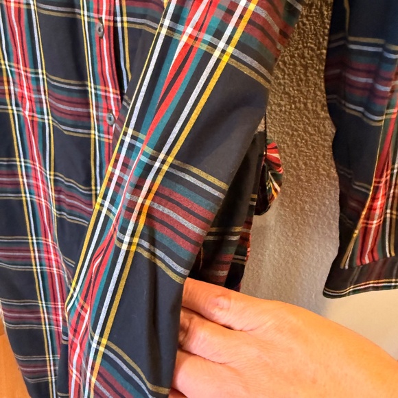 J. Crew Holiday Christmas Stewart Tartan Plaid Belted Shirtdress Size 12 - Picture 6 of 8